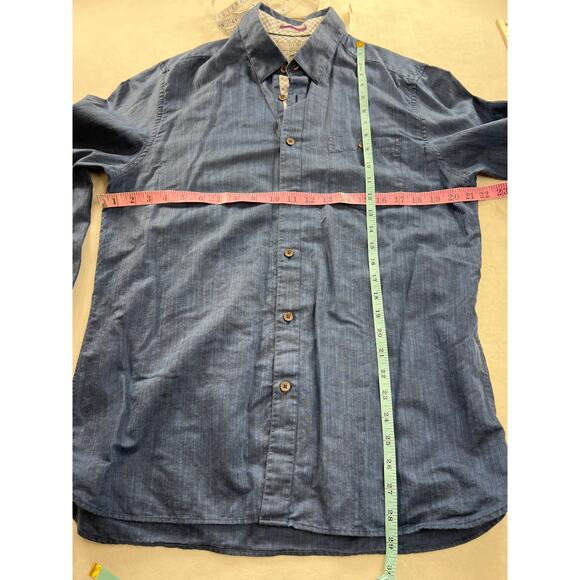 Ted Baker Linen Blend Long Sleeve Blue Shirt Men's 5 US XL - Picture 6 of 6